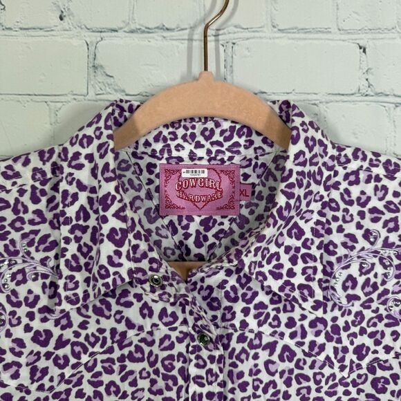 Cowgirl Hardware Western Shirt Women XL Animal Print Pearl Snap Cowgirl Top - Picture 3 of 12